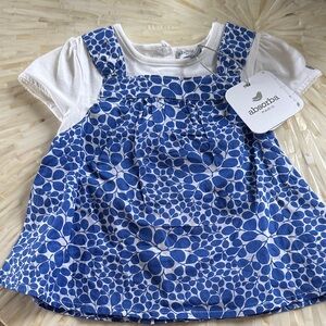 Absorba Floral Baby 3-6 month Dress with White Top NWT